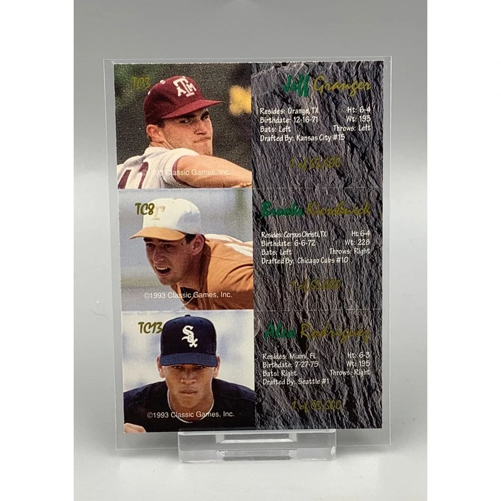 Alex Rodriguez 1993‎ Classic 4 Sport TRI-CARDS ROOKIE #TC13 Seattle Mariners